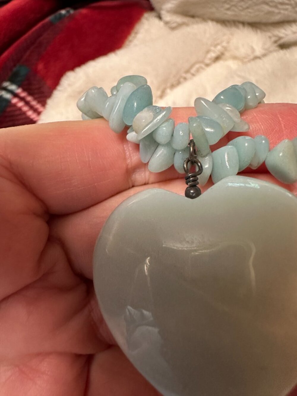 JTV Amazonite Heart Necklace Double Strand Gemstone Statement Pendant 18-20" - Picture 12 of 12